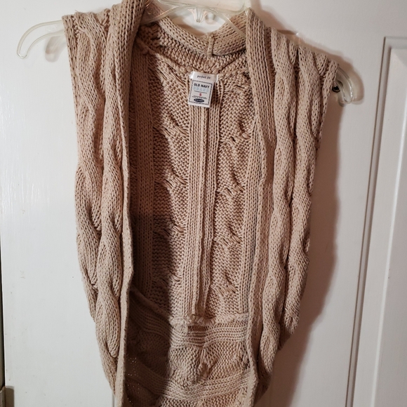 Y2k/ Early 2000s Old Navy Size S Tan Cable Knit Shrug Cardigan Casual Vintage - Picture 1 of 5